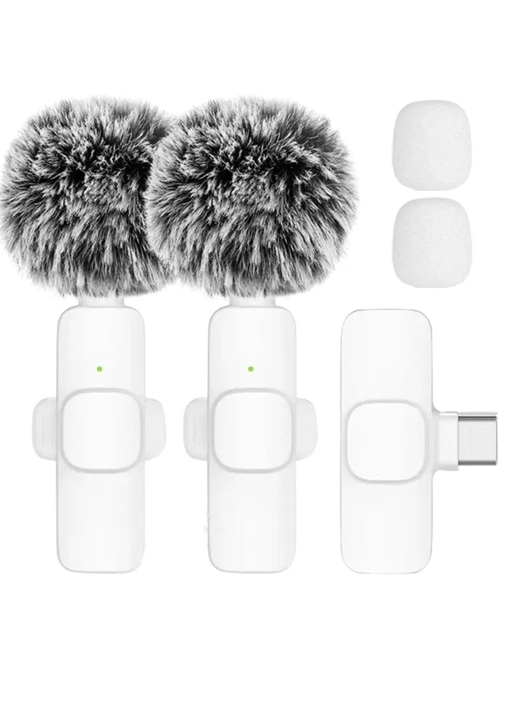 Microfone Lavalier Sem Fio USB-C Mini para iPhone 17/16/15 e Android - Redução de Ruído para Gravações de Vlog e YouTube