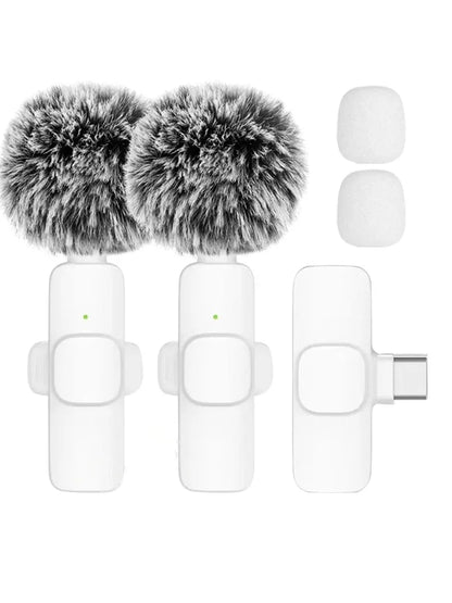 Microfone Lavalier Sem Fio USB-C Mini para iPhone 17/16/15 e Android - Redução de Ruído para Gravações de Vlog e YouTube