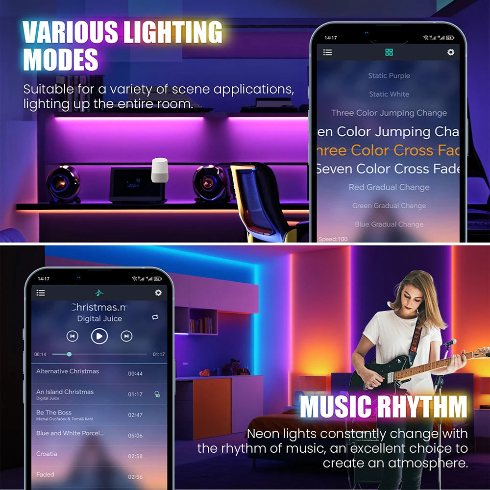 Fita de LED Neon RGB WiFi Bluetooth - 5m, 10m, 20m e 30m
