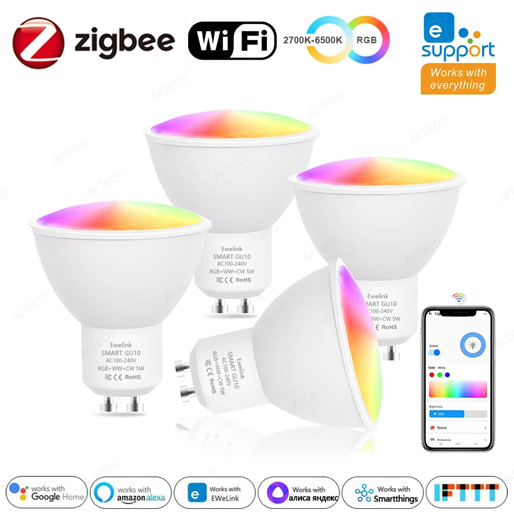 Lâmpada LED Inteligente Ewelink GU10 Zigbee - Controle Via App