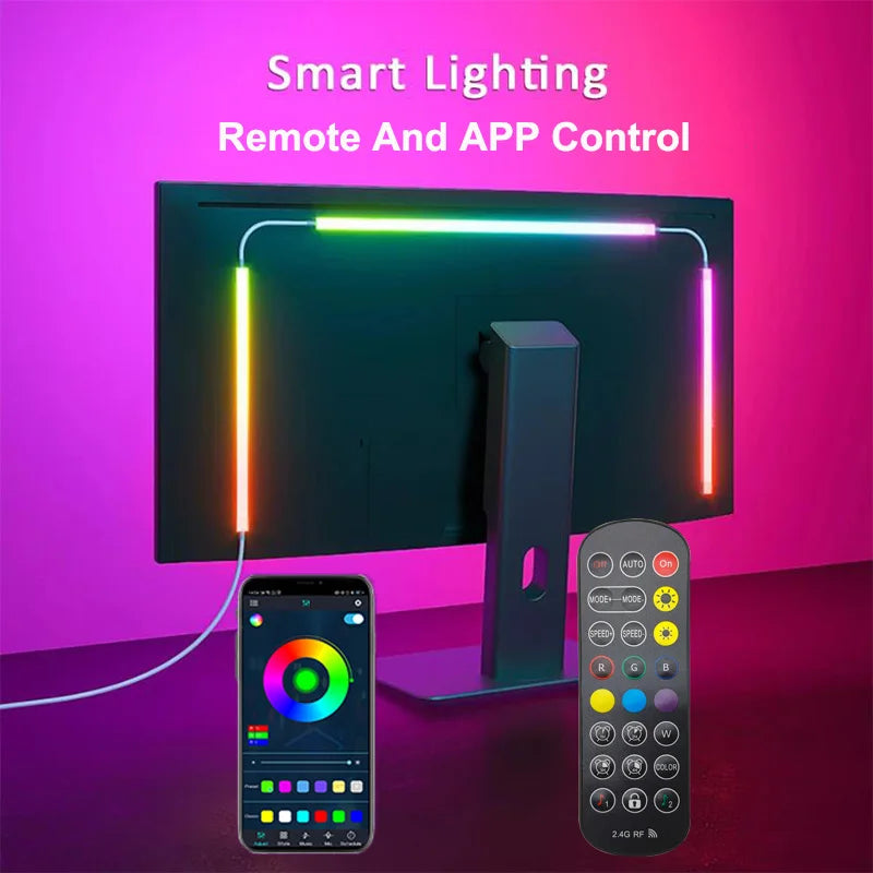 Fita LED USB para PC com Sincronização Musical - Iluminação RGBIC para Monitor