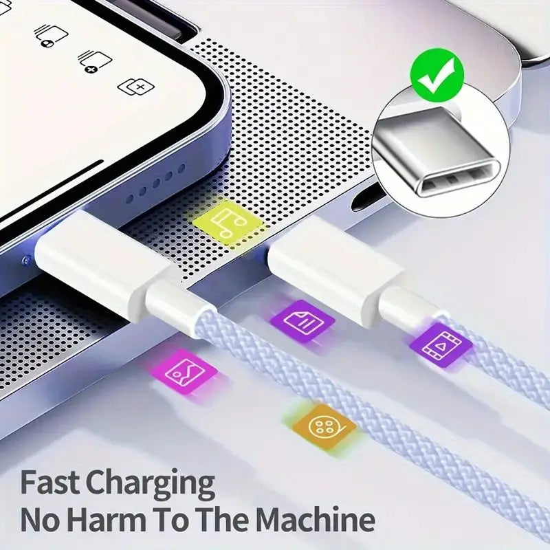 Cabo USB-C para USB-C 60W - Carregamento Rápido e Durável