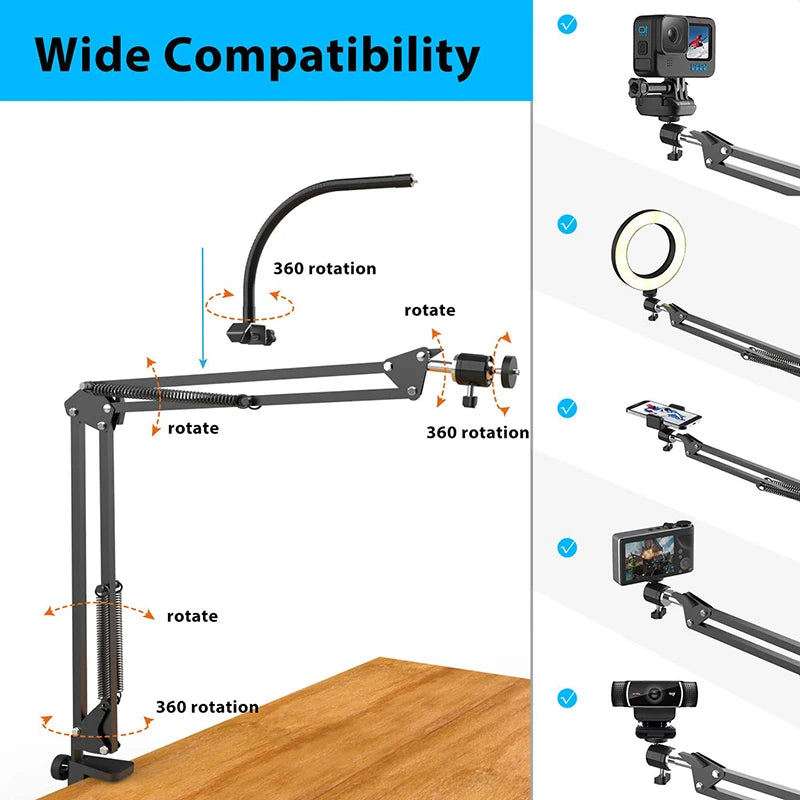 Tripé de Mesa para Celular com Luz de Anel