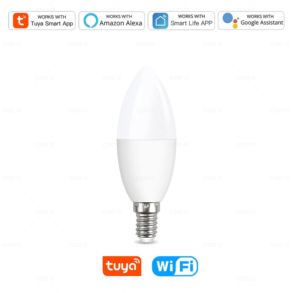Lâmpada Inteligente Tuya Wifi E14 com Controle pelo App - LED RGB+CW Dimerizável