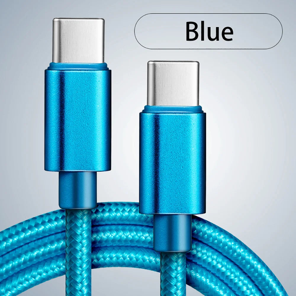 Cabo USB-C para USB-C Trançado em Nylon 66W - Carregamento Rápido