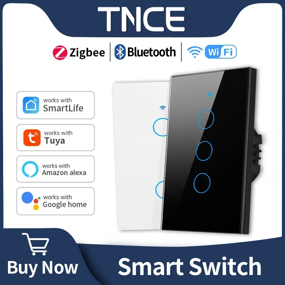 Interruptor Inteligente TNCE Tuya WiFi+Bluetooth/Zigbee - Sem Fio Neutro