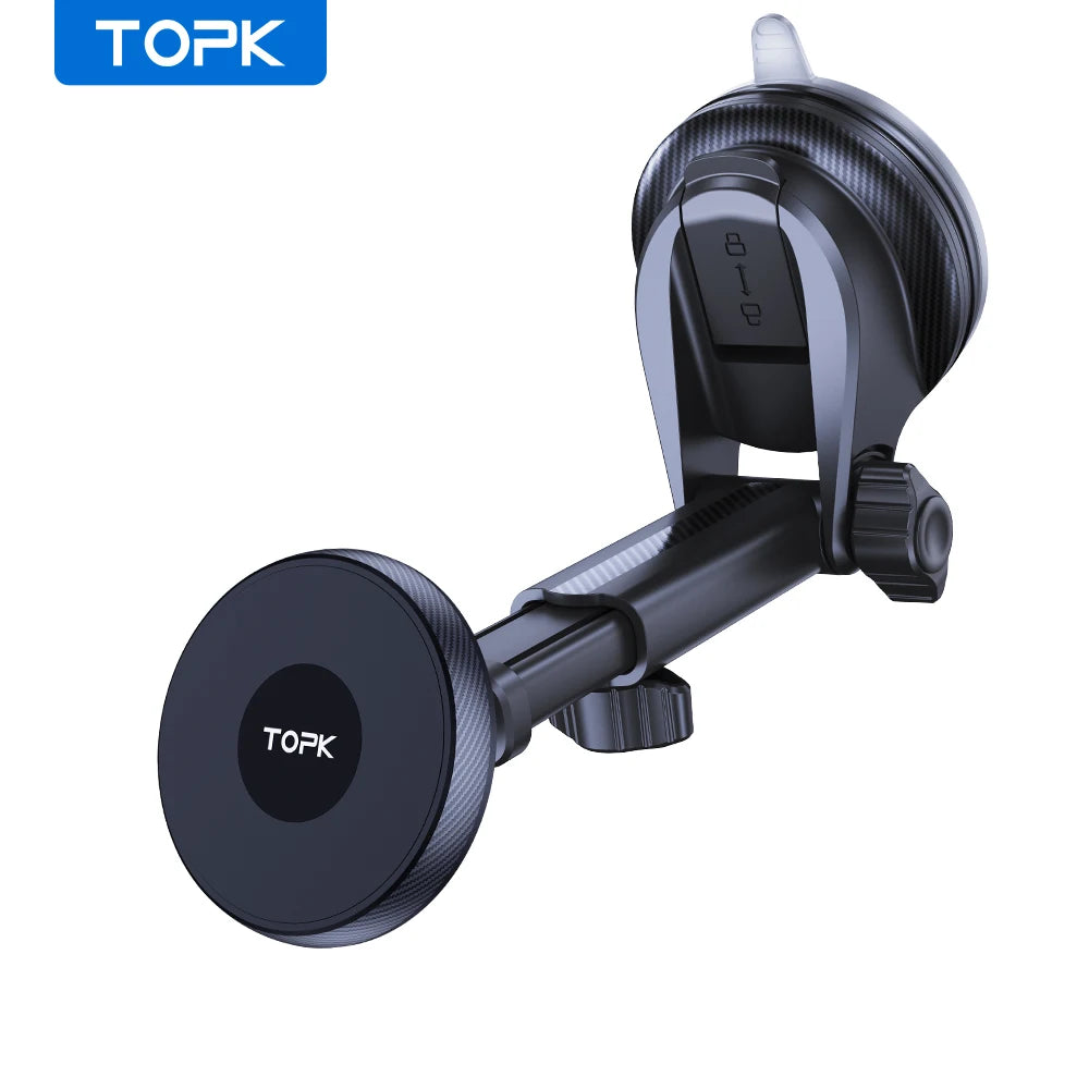 Suporte Magnético para Celular TOPK Mag-Safe - Montagem para Carro com Ventosa Forte e Braço Ajustável