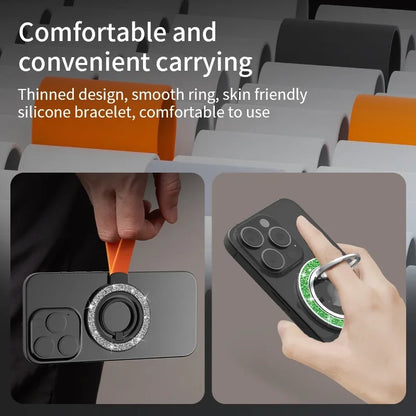 Suporte Magnético Universal para Celular com Magsafe - Anel de Dedos e Alça para Carro