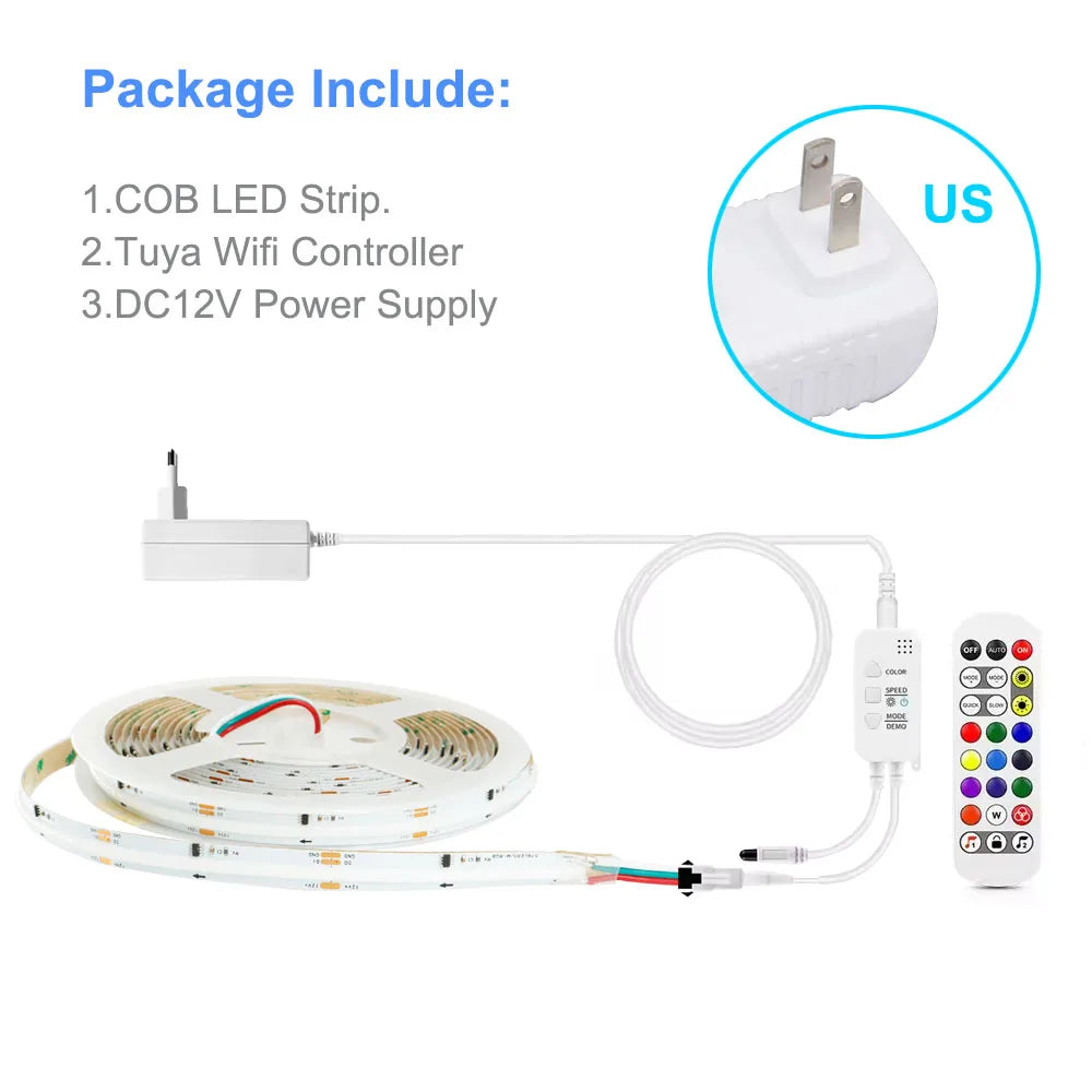 Fita de LED RGB Endereçável WS2811 IC COB com Controle APP Tuya