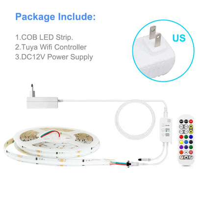 Fita de LED RGB Endereçável WS2811 IC COB com Controle APP Tuya