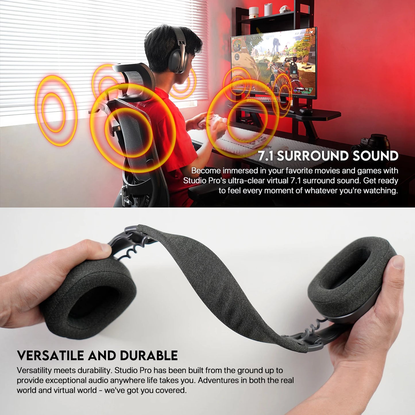 FANTECH WHG03P STUDIO PRO - Headset Gamer com Fio e Bluetooth 7.1 Surround