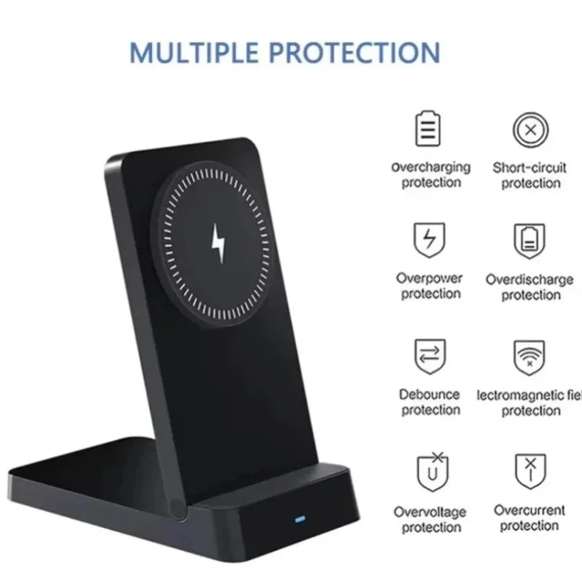 Estação de Carregamento Rápido Magnética 15W - Suporte de Mesa para iPhone com MagSafe