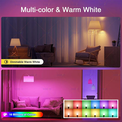 Lâmpada Inteligente Tuya Wifi E14 com Controle pelo App - LED RGB+CW Dimerizável