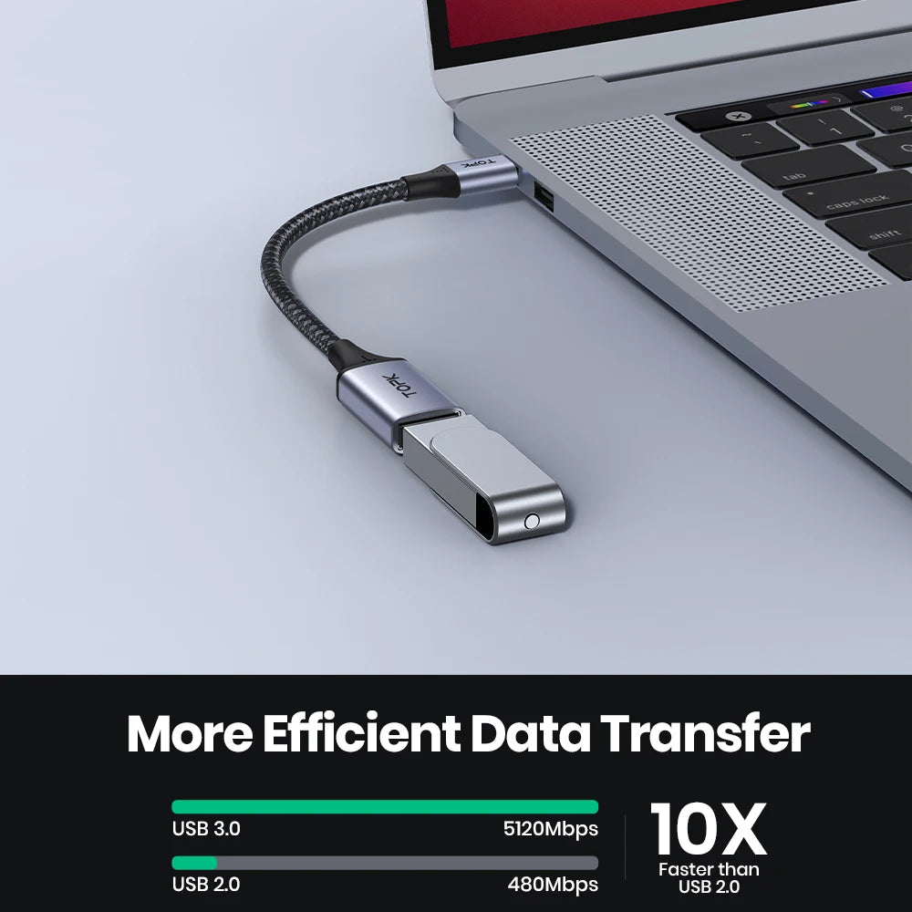 Adaptador OTG USB-C para USB-A TOPK - Conexão Rápida e Versátil