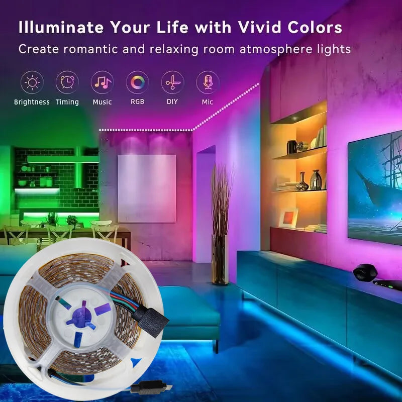 Fita de LED RGB Tuya WIFI - Iluminação Flexível para Ambientes
