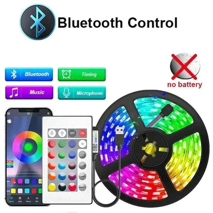 Fita de LED RGB 5050 com Controle Bluetooth e Wi-Fi - Iluminação de Ambiente
