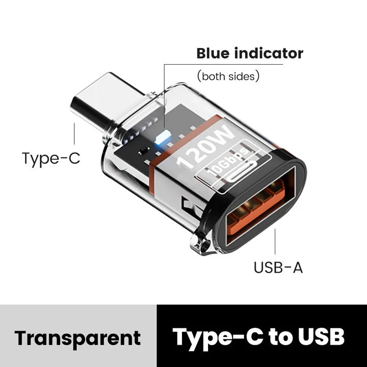Adaptador OTG Type C para USB A 120W - Carregamento Rápido para iPhone 15/16, MacBook e iPad