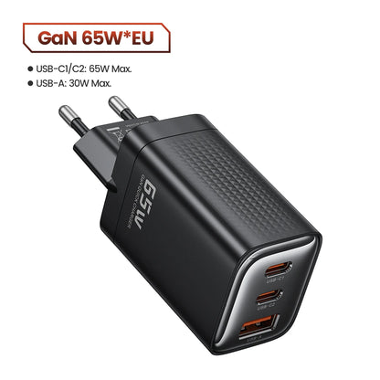 Carregador Toocki GaN 65W USB Type C - Carregamento Rápido para iPhone e Samsung