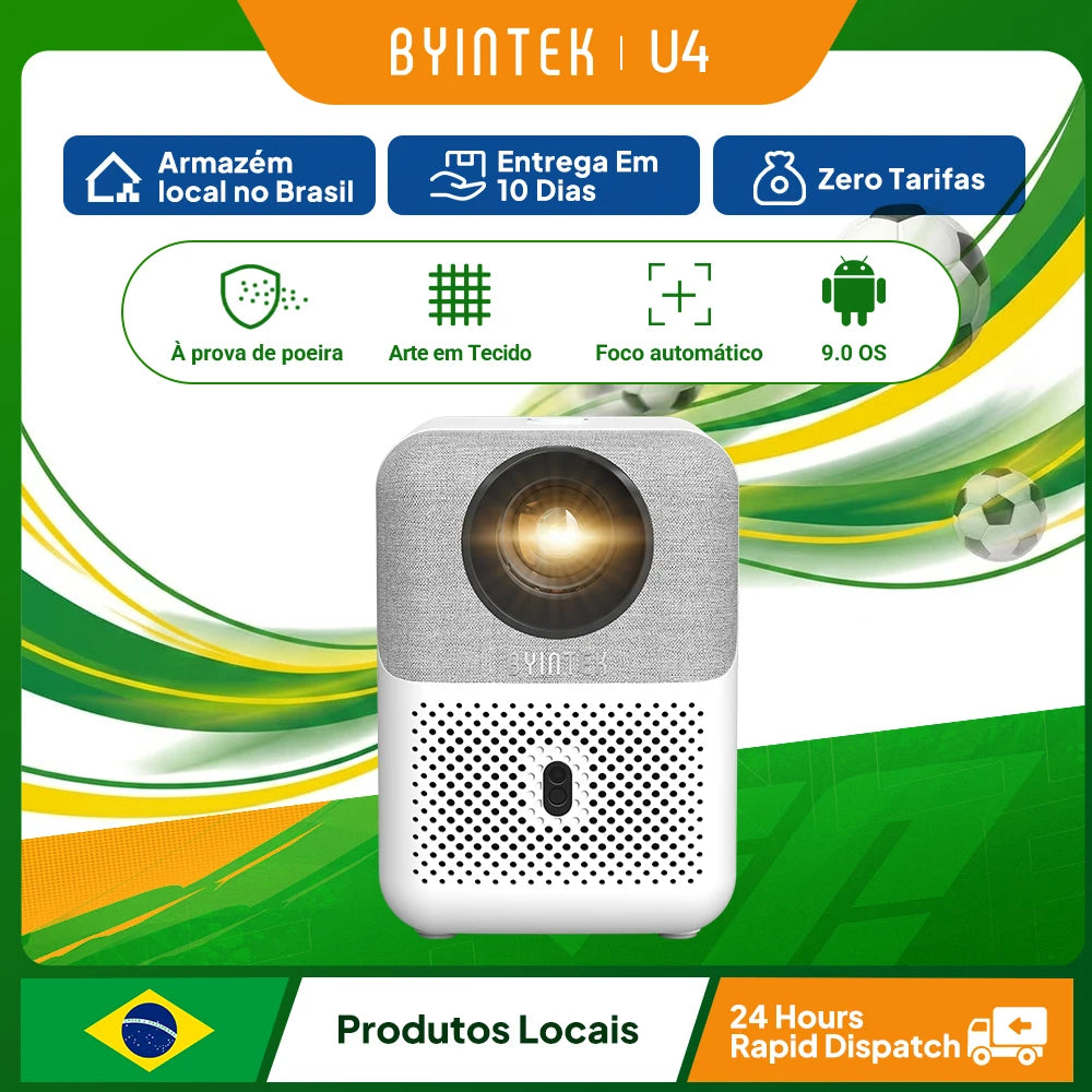 Projetor BYINTEK LOVE U4 4K Smart - Mini Home Theater com Android e WIFI