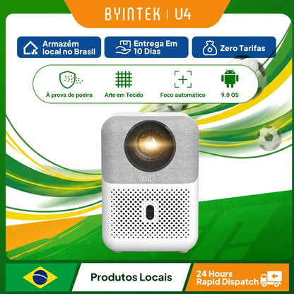Projetor BYINTEK LOVE U4 4K Smart - Mini Home Theater com Android e WIFI