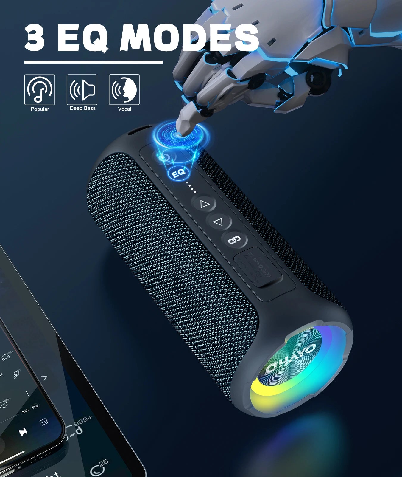 Caixa de Som Ortizan Bluetooth 40W com Bass Potente - À Prova d'Água IP7