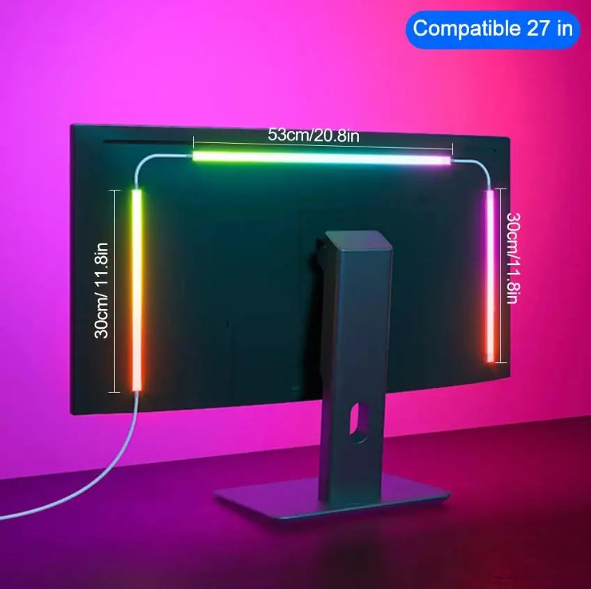Fita LED USB para PC com Sincronização Musical - Iluminação RGBIC para Monitor