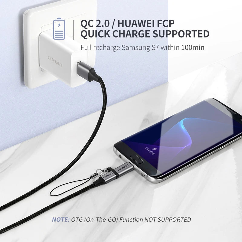 Adaptador UGREEN USB Type-C para Micro USB - Conector Fêmea para Macho