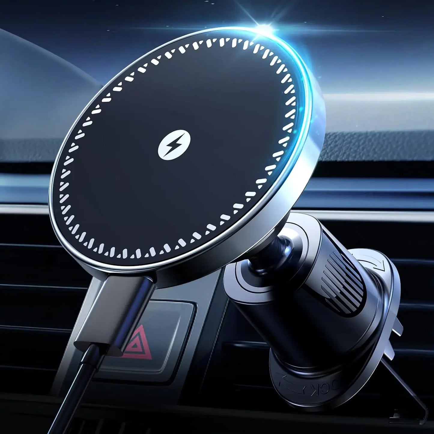 Carregador Magnético Sem Fio UYUXIO 15W para Veículos - Suporte para iPhone e Samsung