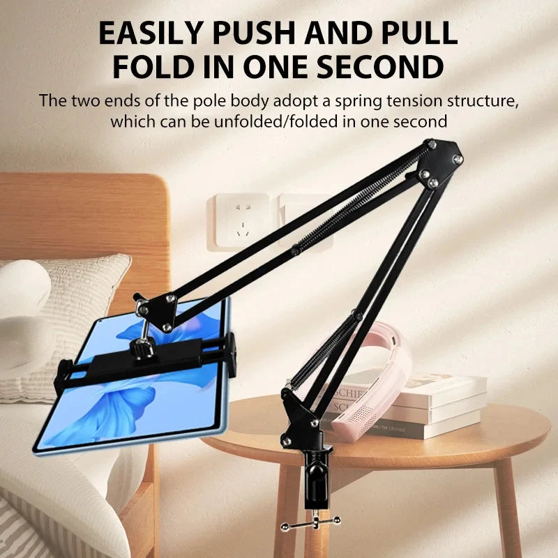 Suporte Ajustável para Tablet e Smartphone 360° - Braço Longo em Metal para Dispositivos de 4 a 11 Polegadas