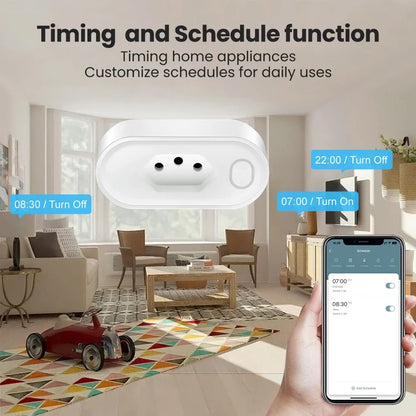 Adaptador de Tomada Inteligente Tuya 16A com Monitoramento de Energia