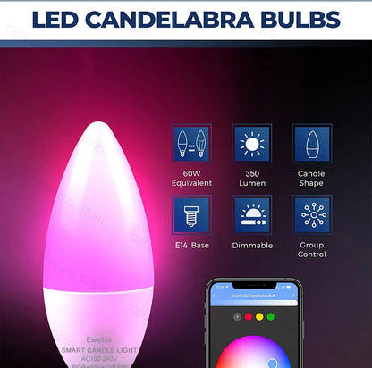 Lâmpada Inteligente Ewelink E14 Wifi Zigbee RGBCW - Compatível com Alexa, Google Home e SmartThings