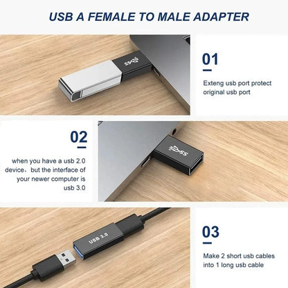 Adaptador Universal USB 3.0 OTG Type C - Conector USB C Masculino para USB-A Masculino e Feminino