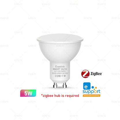 Lâmpada LED Inteligente WiFi Zigbee Dimerizável E27 E14 GU10 RGBCW 3000-6000K