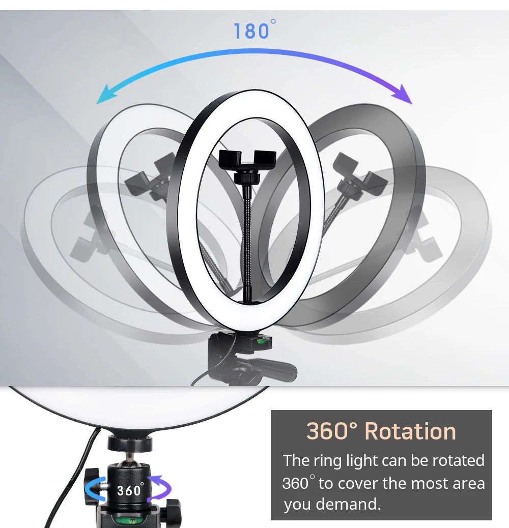 Tripé com Luz de Anel LED para Câmera e Smartphone - Iluminação Perfeita para Suas Fotos e Vídeos