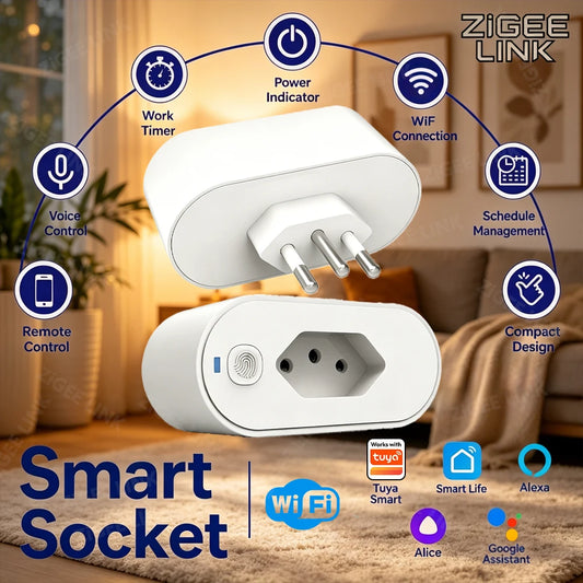 Adaptador de Tomada Inteligente Tuya 16A com Monitoramento de Energia