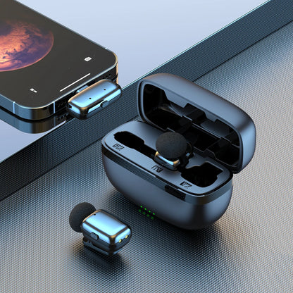Conjunto de Microfone Lavalier Sem Fio com Estojo de Carregamento - Mini Microfone de Lapela para Gravação de Vídeo e Transmissão Ao Vivo