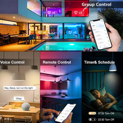 Lâmpada Inteligente LED GU10 Zigbee/WiFi RGB CW WW - Compatível com Alexa e Google