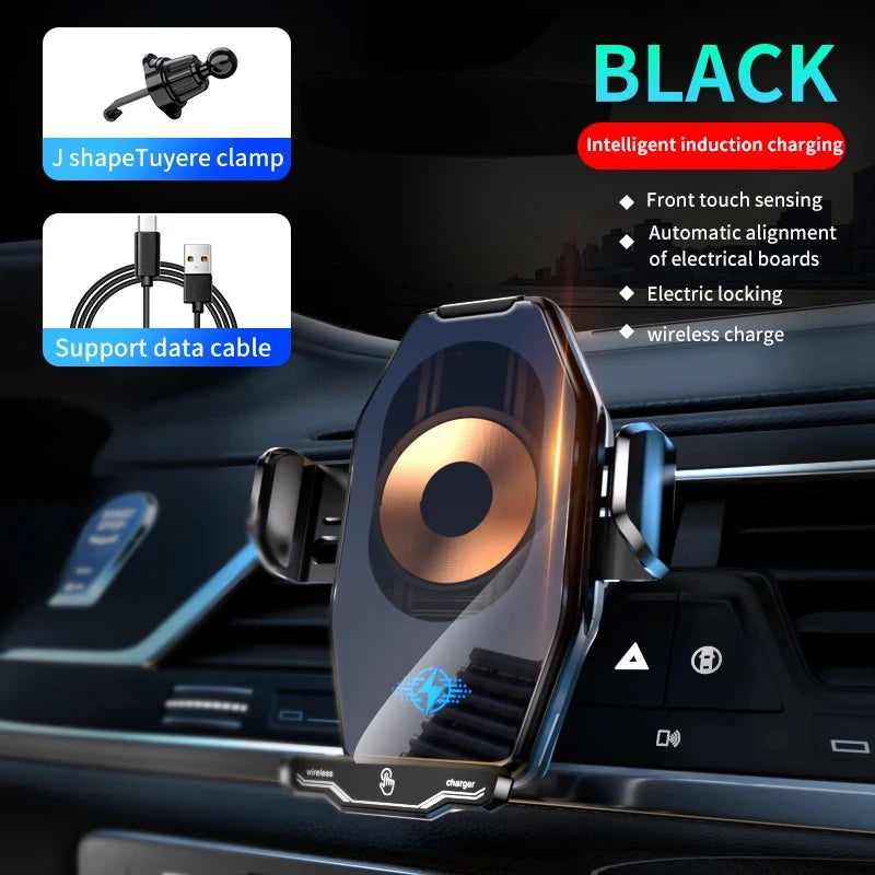 Carregador Sem Fio 15W para Carro - Suporte Magnético 3 em 1 para iPhone e Samsung