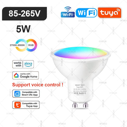 Lâmpada Inteligente Tuya E27 E14 GU10 WiFi Zigbee Bluetooth - LED Dimmable RGB 2700-6500K