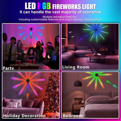 Fita de Luz LED RGBIC Firework com Controle por APP Bluetooth - Iluminação Neon para Decoração de Quarto