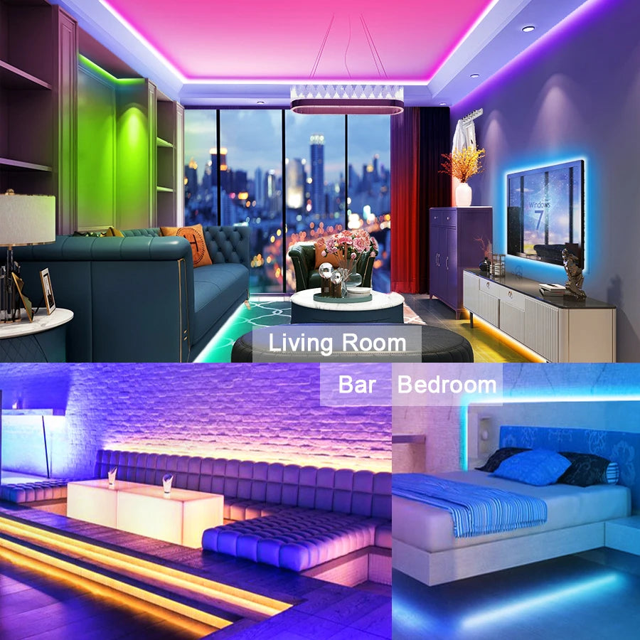 Fita de LED Auto-Adesiva 12V RGB com Wi-Fi e Bluetooth - 5M, 15M e 20M