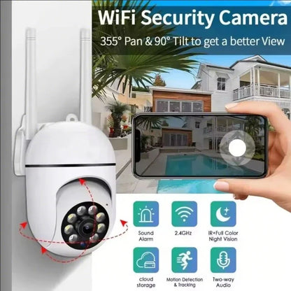 Câmera de Segurança A7 1080P WiFi - Vigilância Externa com Zoom Digital 4X