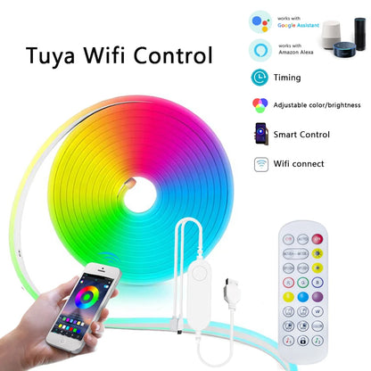 Fita de LED Neon TUYA 5V com Controle por App e Sincronização Musical