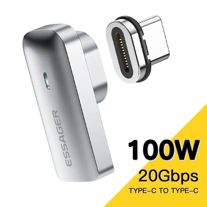 Adaptador Magnético USB-C Essager PD 100W - Carregamento Rápido e Sincronização de Dados 20Gbps