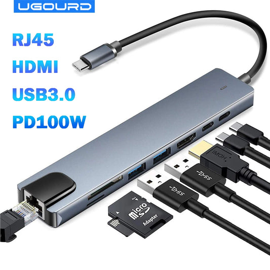 Estação de Docking USB 3.0 Type C com HDMI 4K e Adaptador Ethernet