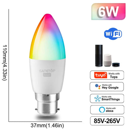 Lâmpada Inteligente RGB Dimmable Tuya - Conectividade Wi-Fi e Compatível com Alexa e Google Home