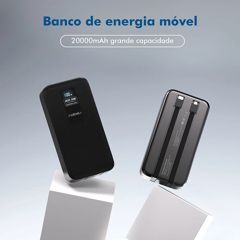 Power Bank Portátil 10000mAh e 20000mAh com Display Digital