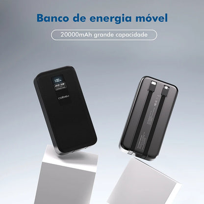 Power Bank Portátil 10000mAh e 20000mAh com Display Digital