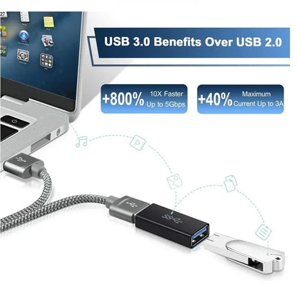 Adaptador Universal USB 3.0 OTG Type C - Conector USB C Masculino para USB-A Masculino e Feminino