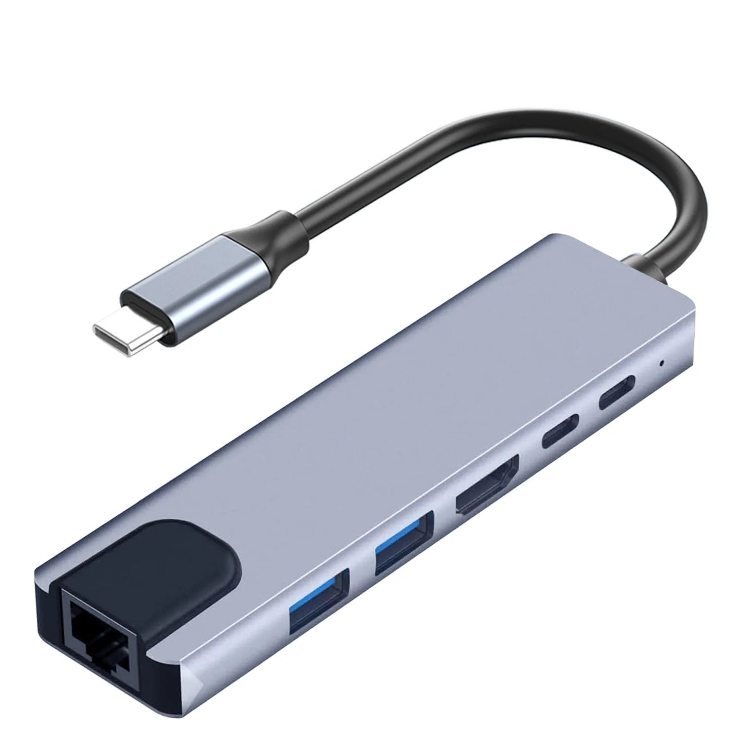 Hub USB-C 8 em 1 - Adaptador Type C 3.1 para 4K HDTV com RJ45 e Leitor de Cartão SD/TF